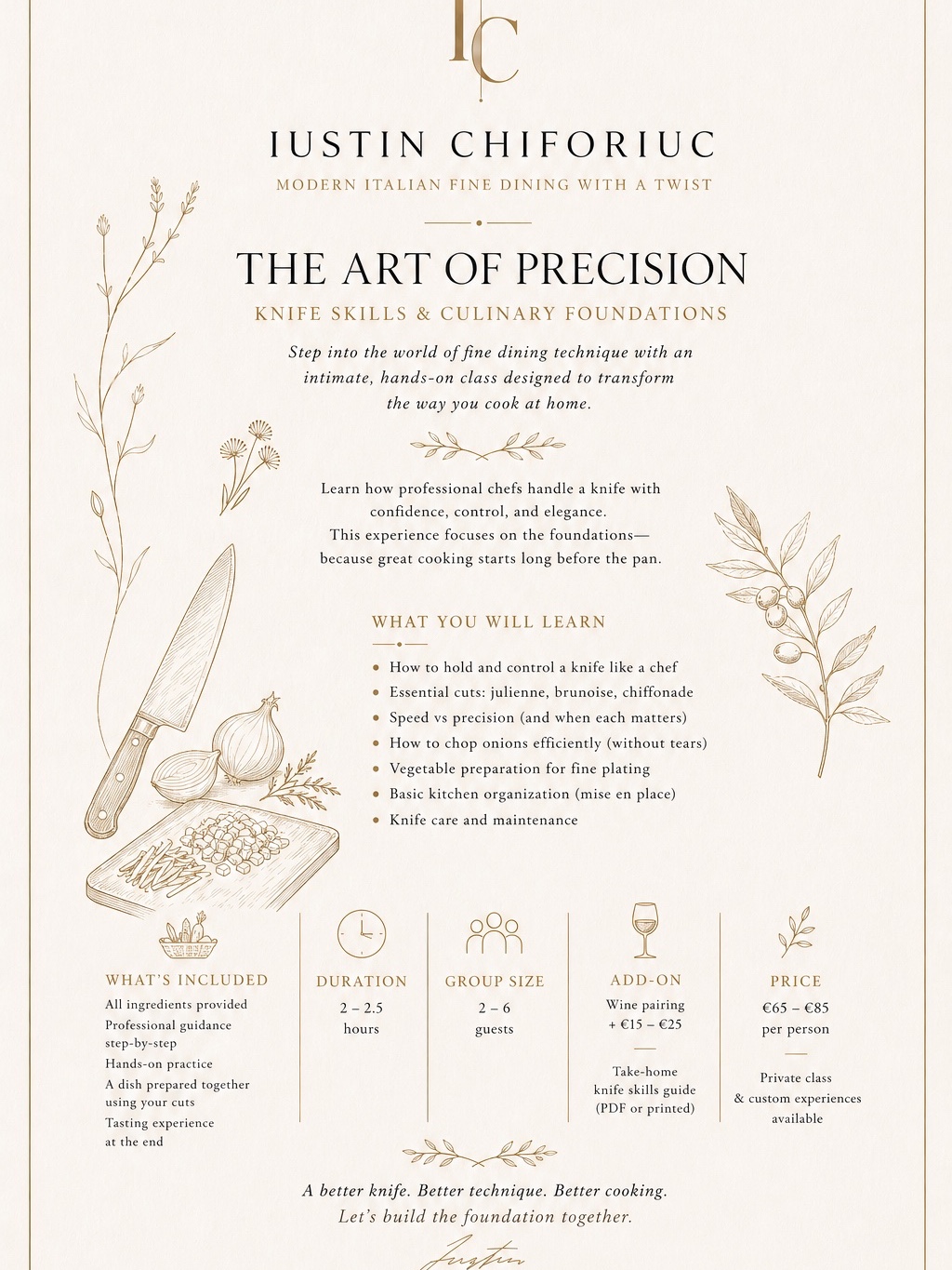The Art of Precision – Knife Skills & Culinary Foundations by Chef Iustin Chiforiuc
