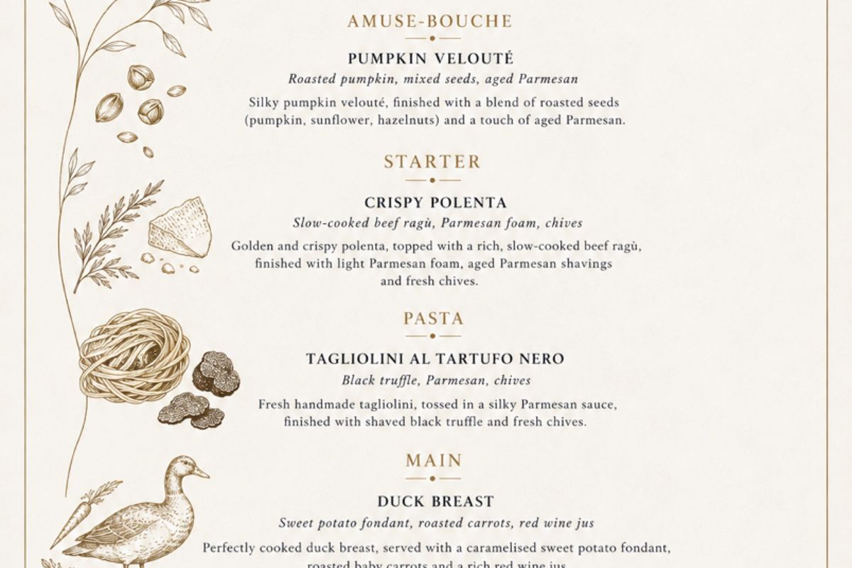 5 course autumn tasting experience.
