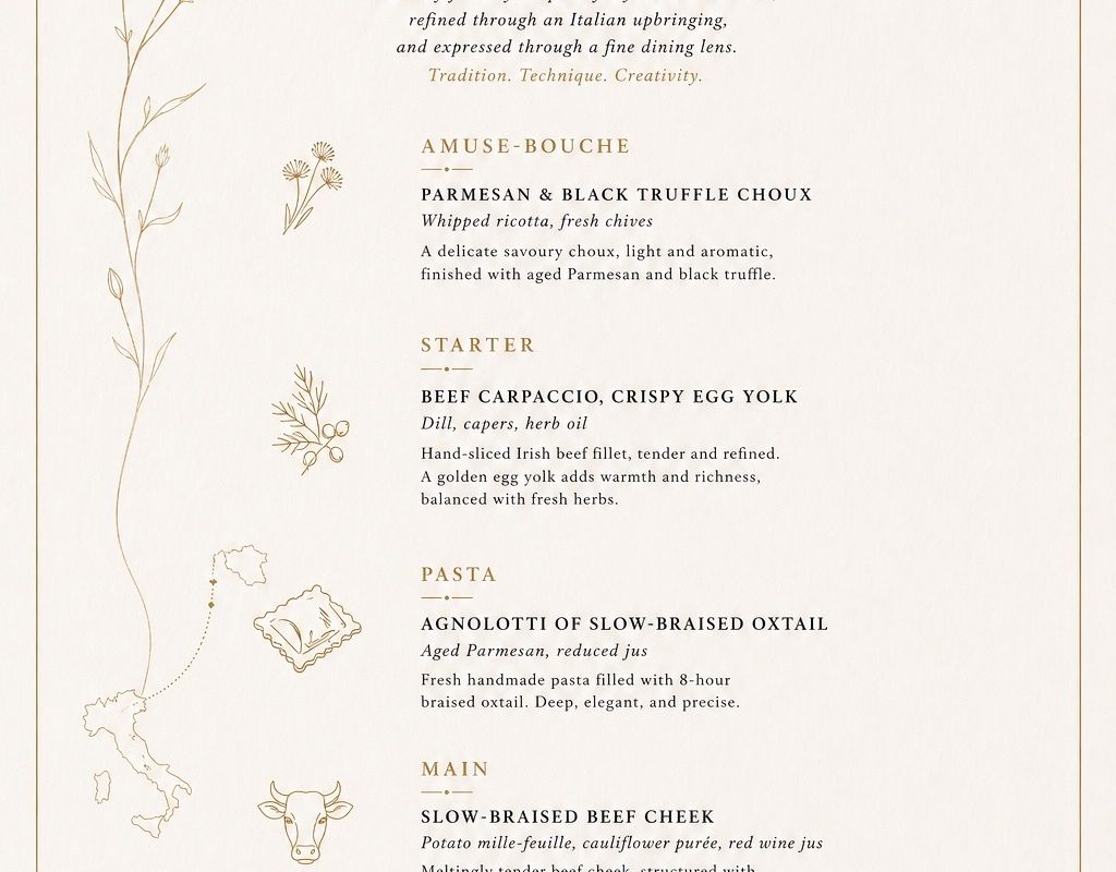 5 courses fine dining experience.