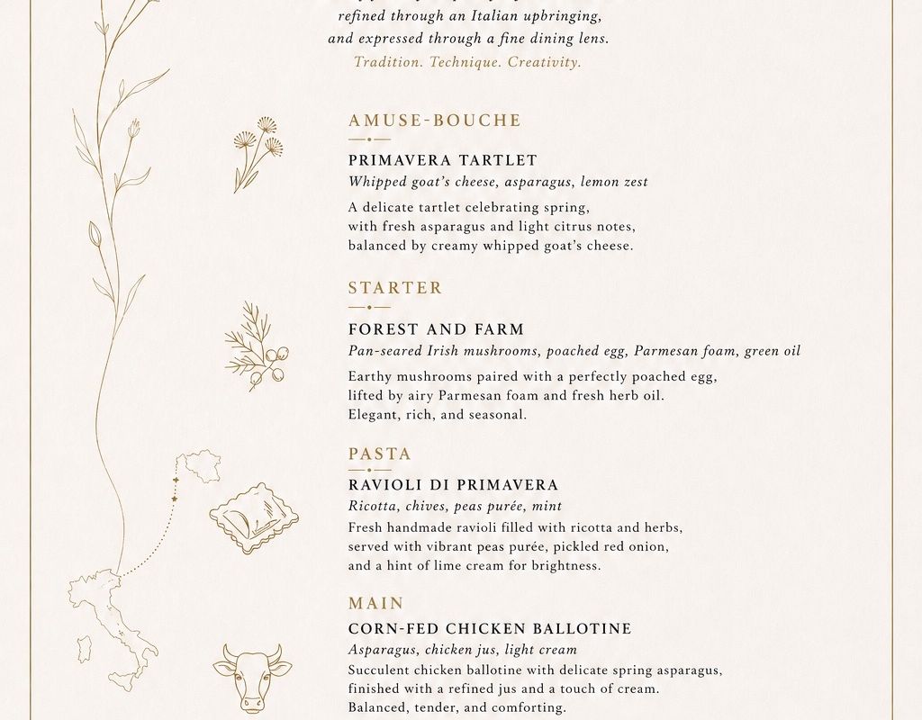 5 course seasonal fine dining experience.