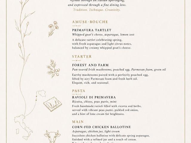 5 course seasonal fine dining experience.